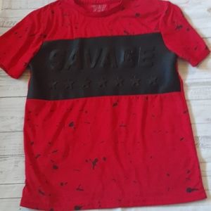 Boys red black savage paint splatter shirt 10/12